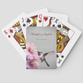 Hummingvogel und Hibiskus | Graue Gastgeschenk Hoc Spielkarten (Rückseite)