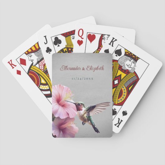 Hummingvogel und Hibiskus | Graue Gastgeschenk Hoc Spielkarten (Rückseite)
