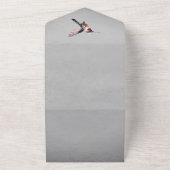 Hummingvogel und Hibiskus | Graue Hochzeit All In One Einladung (Außenbereich)