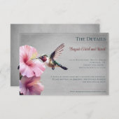 Hummingvogel und Hibiskus | Graue Hochzeit Begleitkarte (Vorne/Hinten)