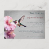 Hummingvogel und Hibiskus | Graue Hochzeit Begleitkarte (Vorderseite)