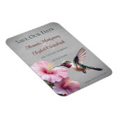 Hummingvogel und Hibiskus | Graue Save the Date Magnet (Rechte Seite)