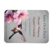 Hummingvogel und Hibiskus | Graue Save the Date Magnet (Horizontal)