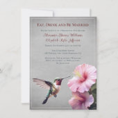 Hummingvogel und Hibiskus | Graues Probe Abendesse Einladung (Vorderseite)