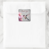 Hummingvogel und Hibiskus | Gray Wedding Danke Quadratischer Aufkleber (Tasche)