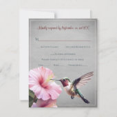 Hummingvogel und Hibiskus | Grey Wedding RSVP (Vorderseite)