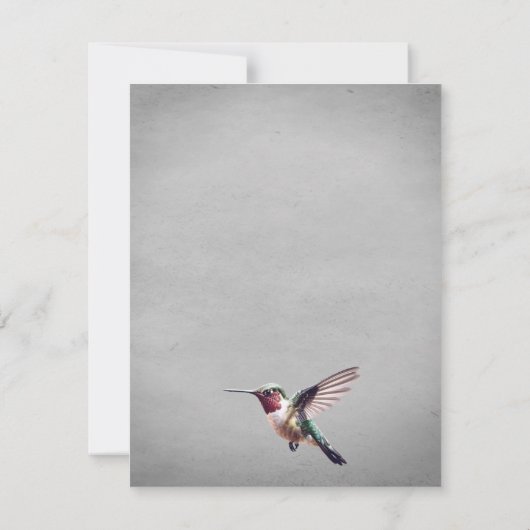 Hummingvogel und Hibiskus | Grey Wedding RSVP (Rückseite)