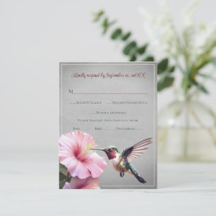Hummingvogel und Hibiskus Grey Wedding RSVP Karte