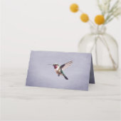 Hummingvogel und Hibiskus | Lila Empfang Platzkarte (Rückseite)