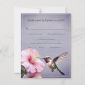 Hummingvogel und Hibiskus | Lila Hochzeit RSVP (Vorderseite)