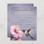 Hummingvogel und Hibiskus | Lila Hochzeit RSVP (Vorne/Hinten)