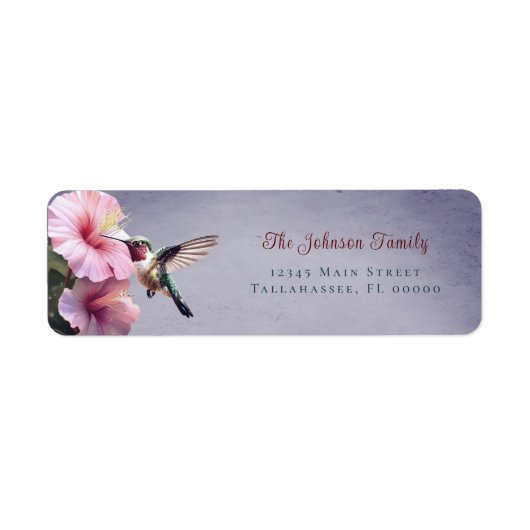 Hummingvogel und Hibiskus | Lila Hochzeitsadresse (Vorne)