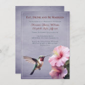 Hummingvogel und Hibiskus | Lila Probe Einladung (Vorne/Hinten)