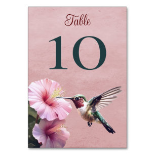 Hummingvogel und Hibiskus   Rosa Hochzeit Tischnummer