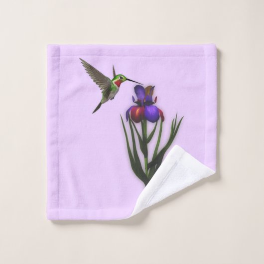 Hummingvogel und Iris-Blume Badhandtuch Set (Waschlappen)