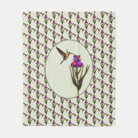 Hummingvogel und Iris-Blume Fleecedecke (Vorderseite)