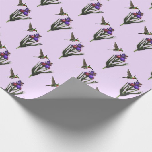 Hummingvogel und Iris-Blume    Geschenkpapier (Ecke)