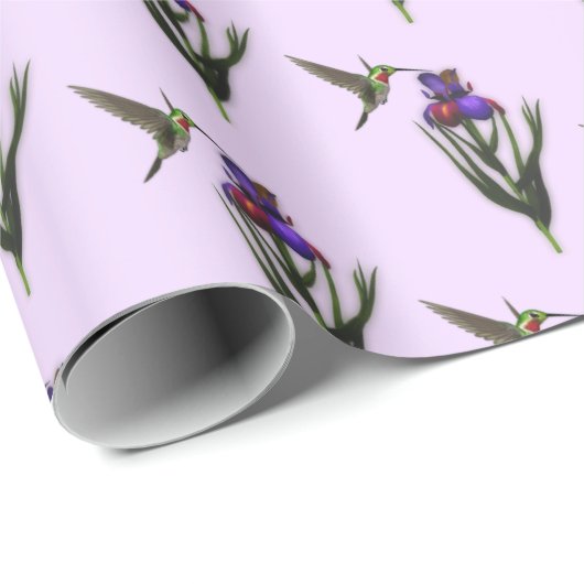 Hummingvogel und Iris-Blume Geschenkpapier (Rolleneckpunkt)