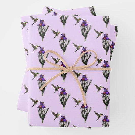 Hummingvogel und Iris-Blume Geschenkpapier Set (Beispiel)