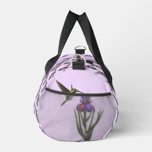Hummingvogel und Iris-Blume Personalisiert Duffle Bag (Rechts)