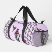 Hummingvogel und Iris-Blume Personalisiert Duffle Bag (Rechte Ecke)