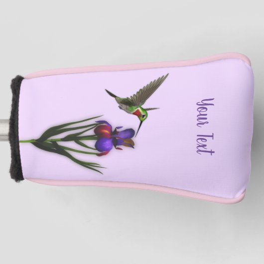Hummingvogel und Iris-Blume Personalisiert Golf Headcover (Vorderseite)
