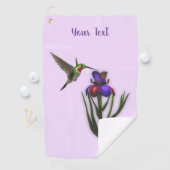 Hummingvogel und Iris-Blume Personalisiert  Golfhandtuch (Insitu)