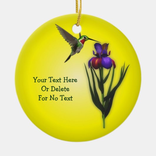 Hummingvogel und Iris-Blume Personalisiert Keramikornament (Vorne)