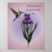 Hummingvogel und Iris-Blume Personalisiert Poster (Vorne)