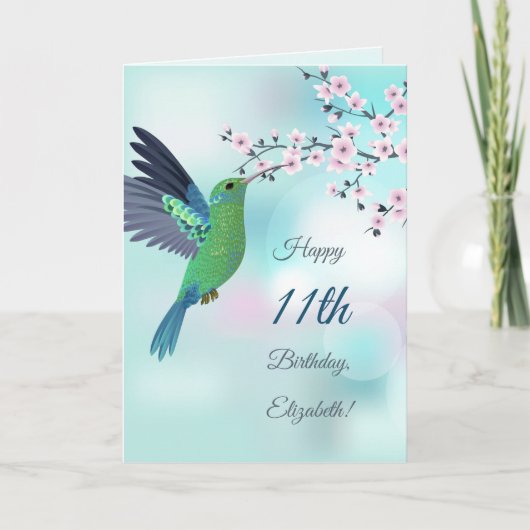 Hummingvogel und Kirschblossom zum Geburtstag Karte (Vorderseite)