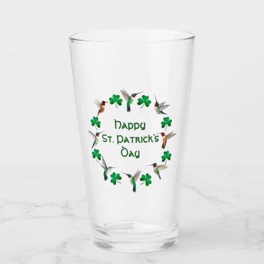 Hummingvögel und Kleeblätter Glas (Vorderseite)