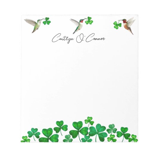 Hummingvögel und Kleeblätter Notepad Notizblock (Vorderseite)