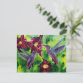 Hummingvögel und Lilien Postkarte (Stehend Vorderseite)
