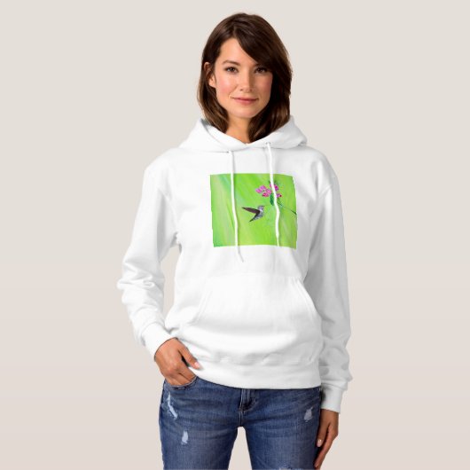 Hummingvogel und Platterbsen Malerei Hoodie (Vorne ganz)