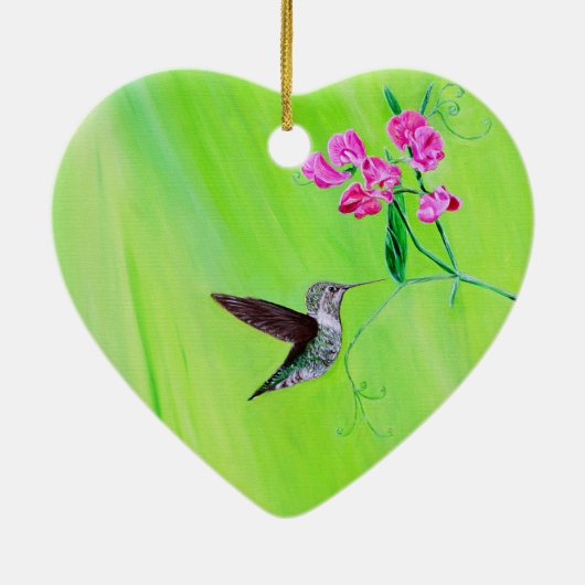 Hummingvogel und Platterbsen Malerei Keramik Ornament (Hinten)