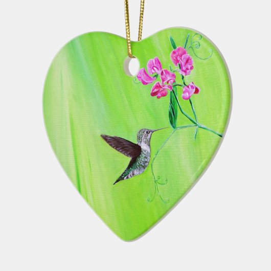 Hummingvogel und Platterbsen Malerei Keramik Ornament (Links)