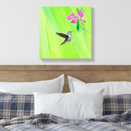 Hummingvogel und Platterbsen Malerei Leinwanddruck (Insitu (Schlafzimmer))
