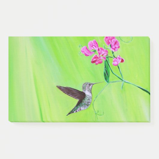 Hummingvogel und Platterbsen Malerei Post-it Klebezettel (Vorderseite)