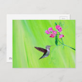 Hummingvogel und Platterbsen Malerei Postkarte (Vorne/Hinten)
