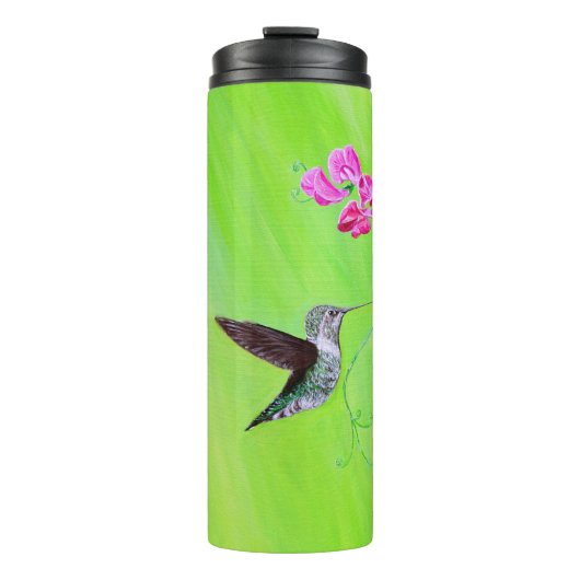 Hummingvogel und Platterbsen Malerei Thermosbecher (Vorderseite)