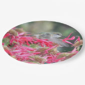 Hummingvogel und rosa Blume Pappteller (Schrägansicht)