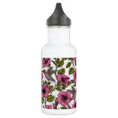 Hummingvögel und rosa Hibiskus Blume Edelstahlflasche (Links)