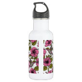 Hummingvögel und rosa Hibiskus Blume Edelstahlflasche (Rückseite)
