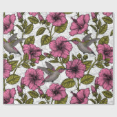 Hummingvögel und rosa Hibiskus Blume Geschenkpapier (Flach)