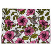 Hummingvögel und rosa Hibiskus Blume Große Geschenktüte (Rückseite)