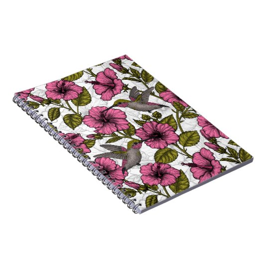 Hummingvögel und rosa Hibiskus Blume Notizblock (Rechte Seite)
