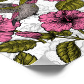 Hummingvögel und rosa Hibiskus Blume Poster (Ecke)