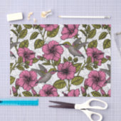 Hummingvögel und rosa Hibiskus Blume Seidenpapier (Handwerk)