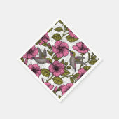 Hummingvögel und rosa Hibiskus Blume Serviette (Ecke)
