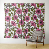 Hummingvögel und rosa Hibiskus Blume Wandteppich (Beispiel (Horizontal))